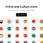 A set of Chinese cultural icons, including source files of traditional Chinese style icons
