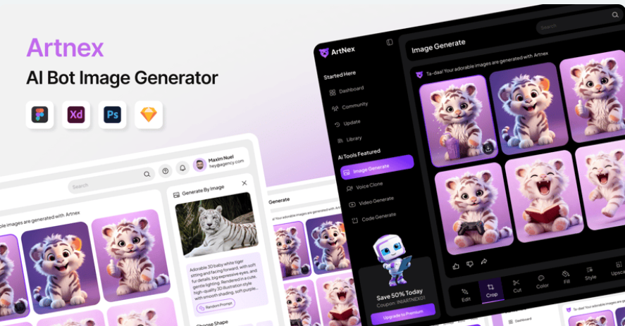 8d48f48a-d05d-43e1-a6d0-d462d245b269 AI image generation application, AI generated image webpage UI interface template - Image 1