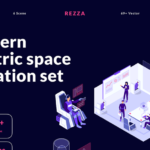 2.5D technology theme, futuristic space vector illustration material in AI, FIG, SKETCH, SVG source files