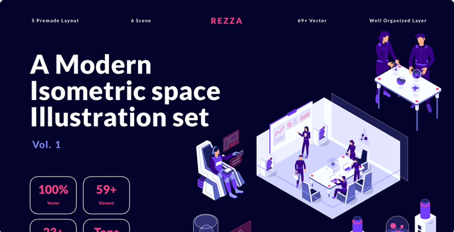 b472bd15-ff4c-41b0-b288-998731494b86 2.5D technology theme, futuristic space vector illustration material in AI, FIG, SKETCH, SVG source files - Image 1