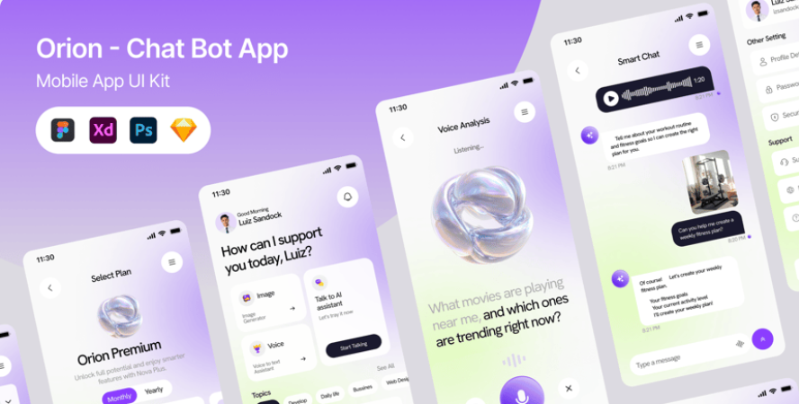 bc340cf1-0918-4024-aef0-eeb4f507b0a8 AI Chat Assistant Application UI Kit - Image 1