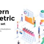Popular style digital commercial vector isometric 2.5D illustration operation resource material, AI, EPS